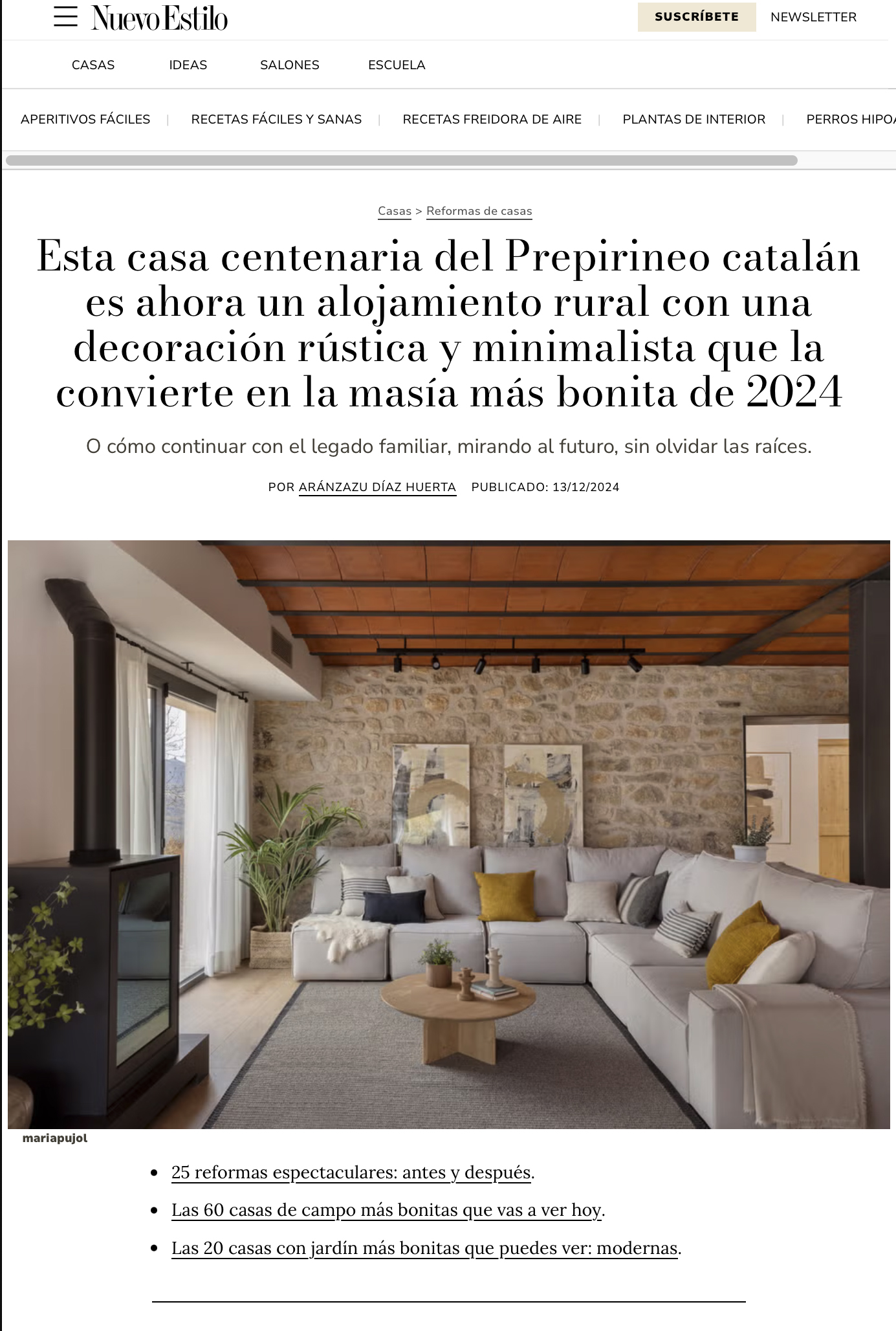 Casa Tremp Casa Rustica revista en papel Mar Gausachs Maria Pujol tándem fotografia y estilismo de decoración